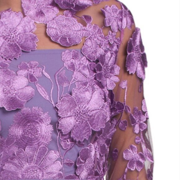 DALIA MACPHEE Long Sleeve 3d Floral Gown - Picture 3 of 3